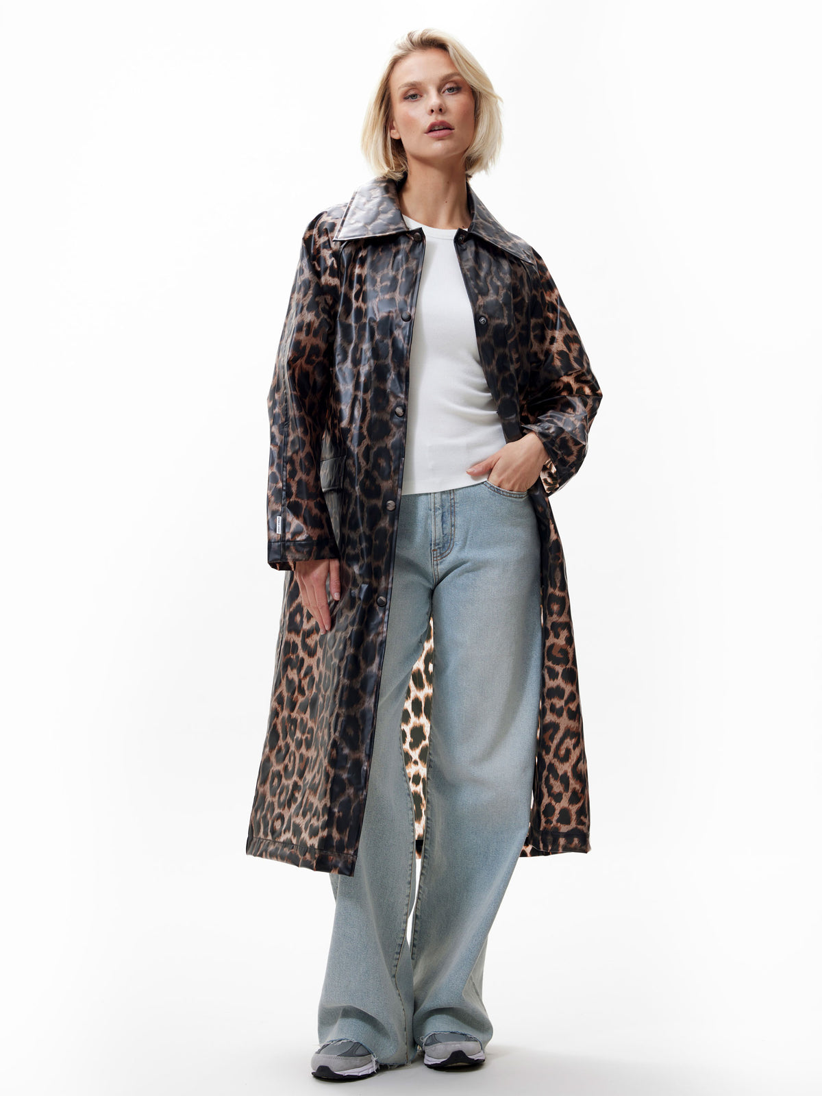 Leopard Long raincoat - Grey Morn