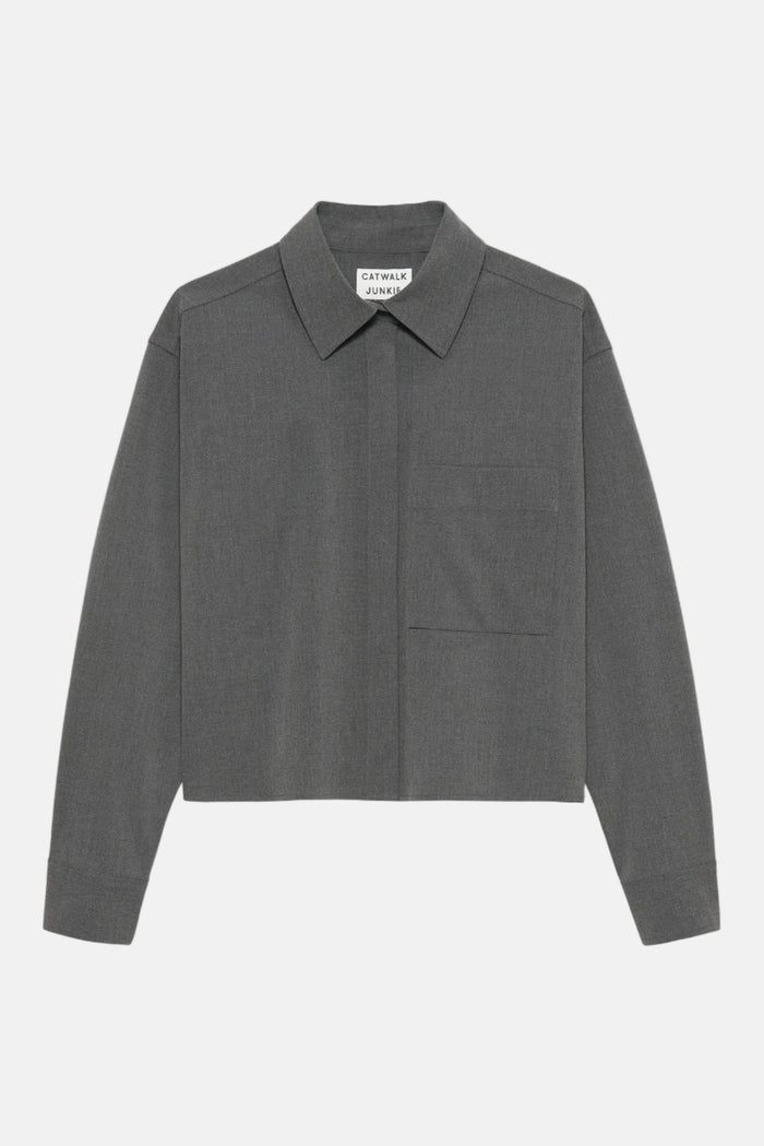 Blouse Cropped - Dark Grey Melange