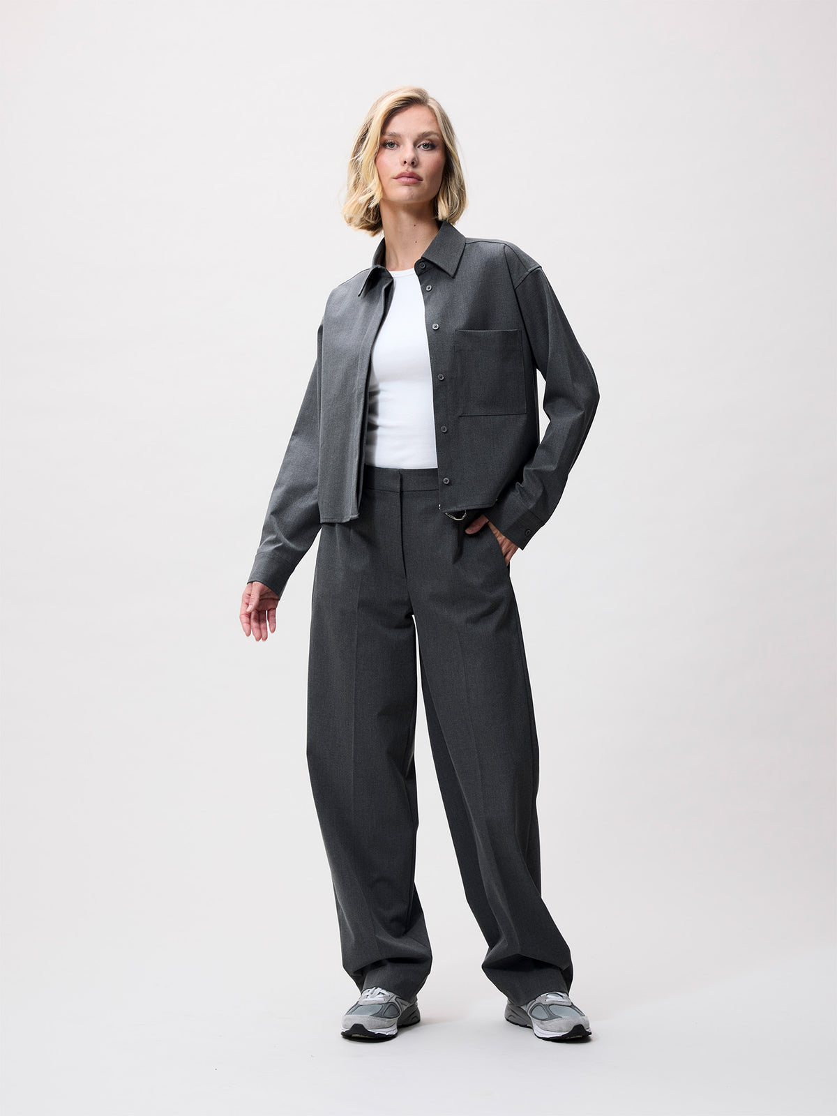 Blouse Cropped - Dark Grey Melange