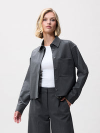 Blouse Cropped - Dark Grey Melange