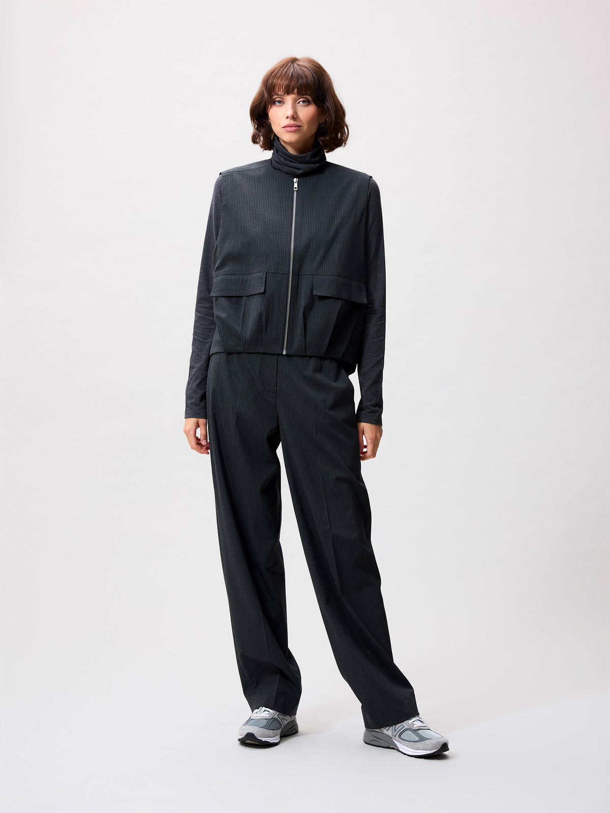 Bodywarmer Pinstripe - Dark Grey Melange