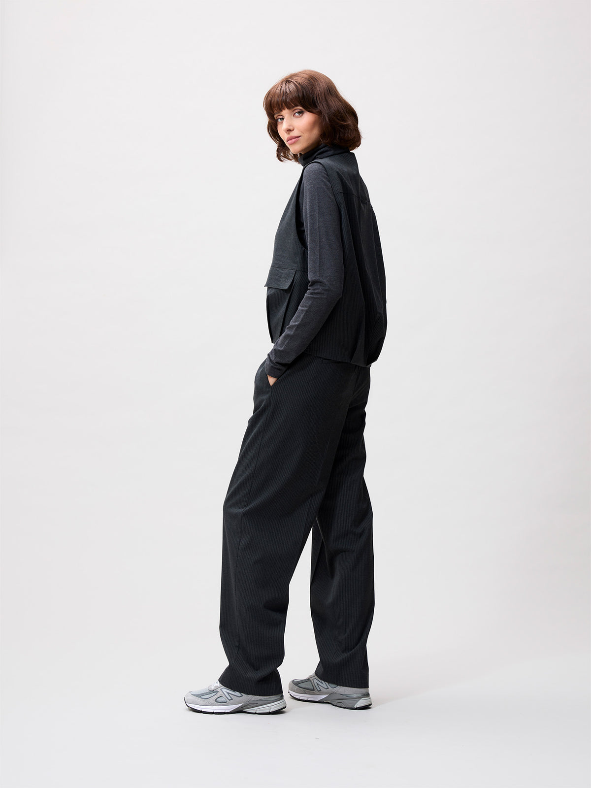 Bodywarmer Pinstripe - Dark Grey Melange