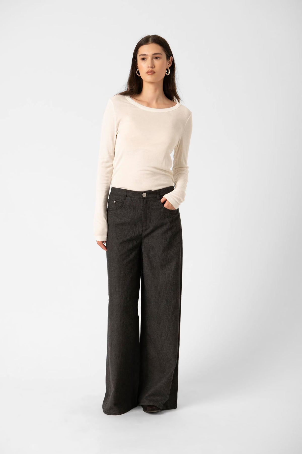 Kesja Zianna Jeans - Black Denim Stripes