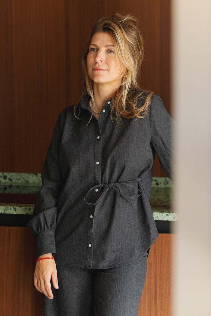 Kesja Helen Shirt - Black Denim Stripes