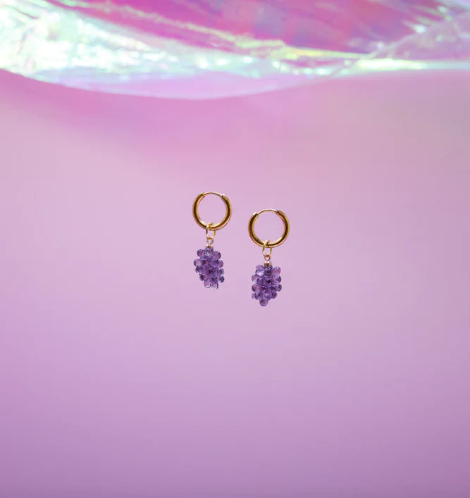 Oorhanger Grape - goud/paars