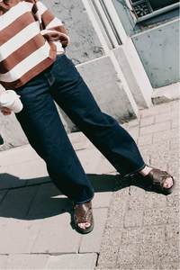 Jeans Cropped Barrel Fit - dark blue
