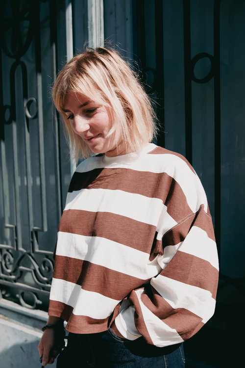 Shirt Oversized Striped - rocky road