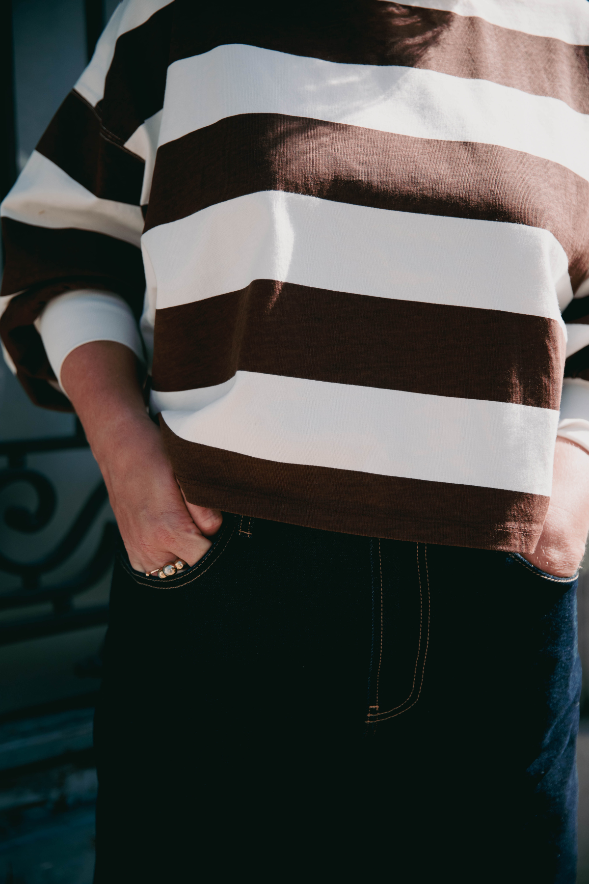 Shirt Oversized Striped - rocky road
