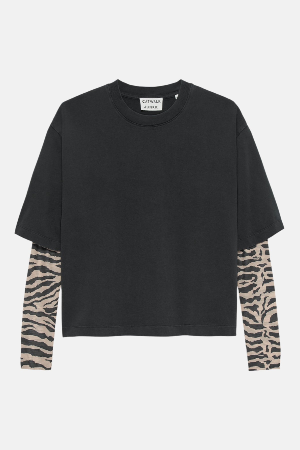 T-shirt Loose Fit Zebra Mesh - faded dark grey