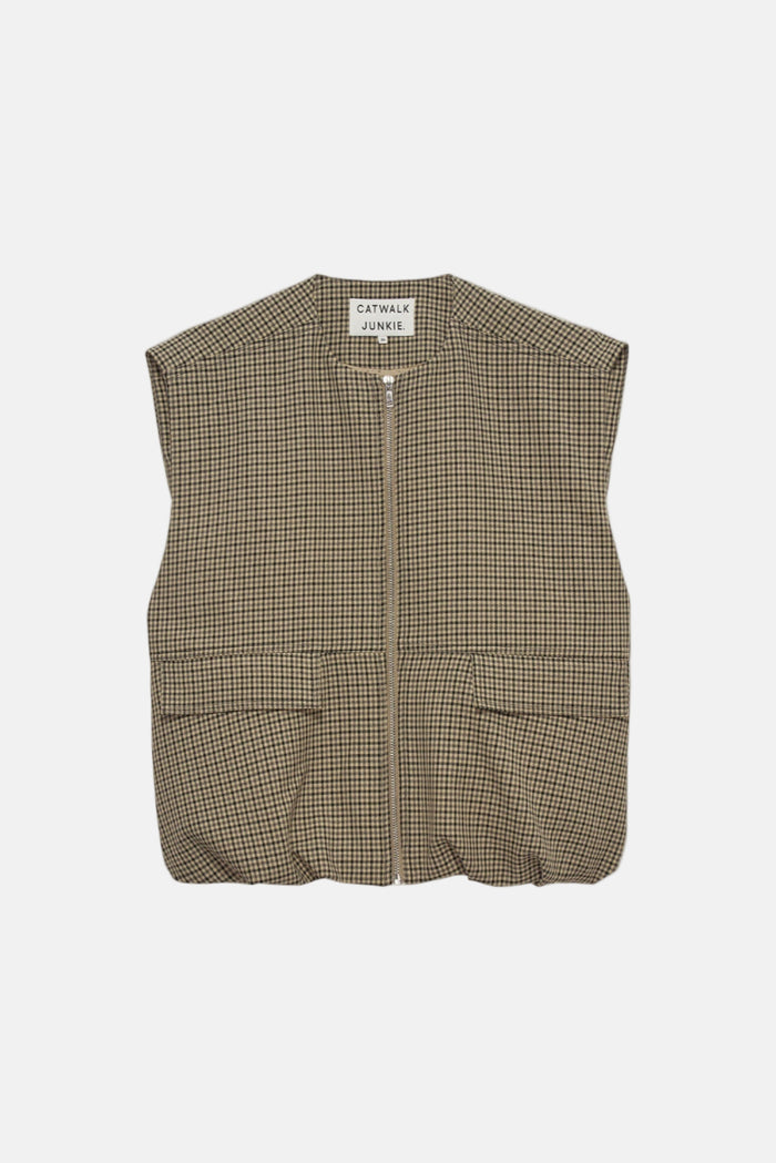 Check Bodywarmer - Brown