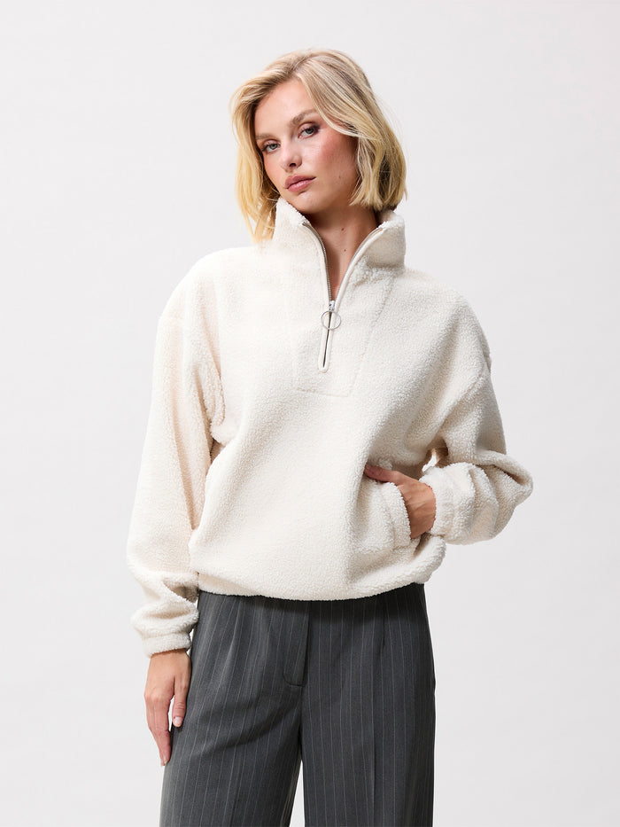 Sweater Teddy Half Zip - Vanilla Cream