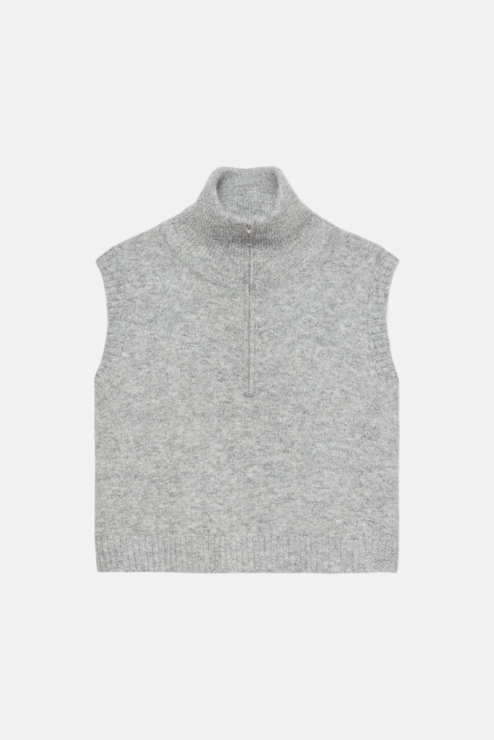 Vest Half Zip - Grey Melange