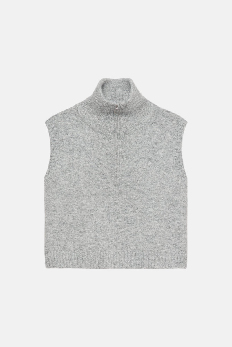Vest Half Zip - Grey Melange