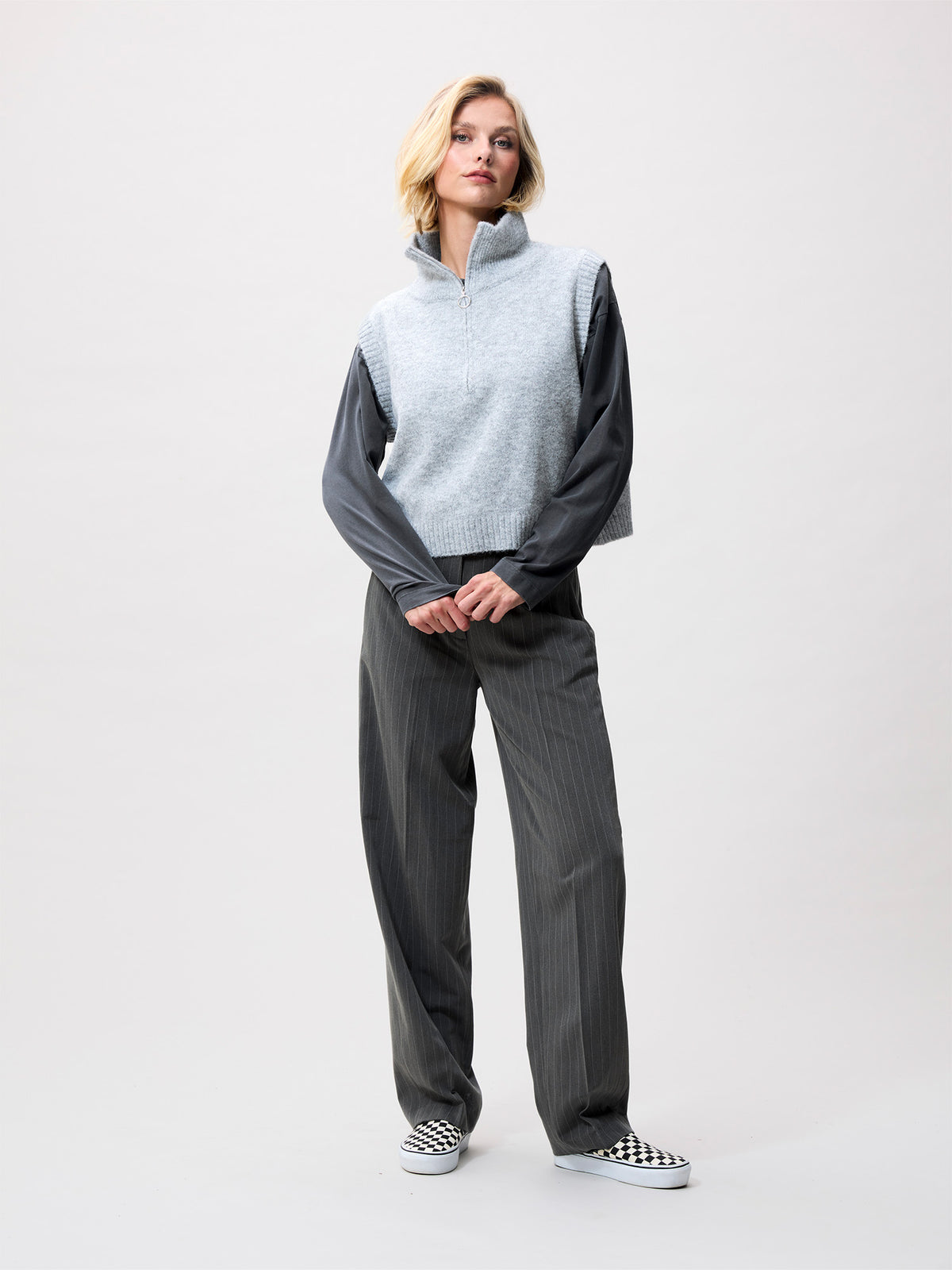 Vest Half Zip - Grey Melange