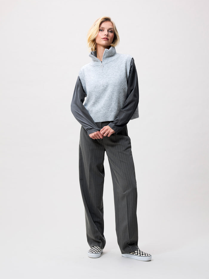 Vest Half Zip - Grey Melange