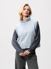 Vest Half Zip - Grey Melange