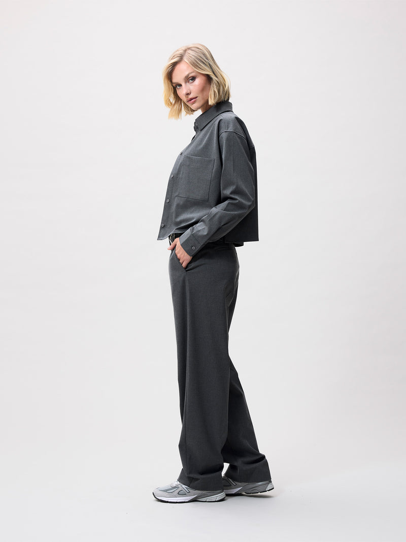 Blouse Cropped - Dark Grey Melange