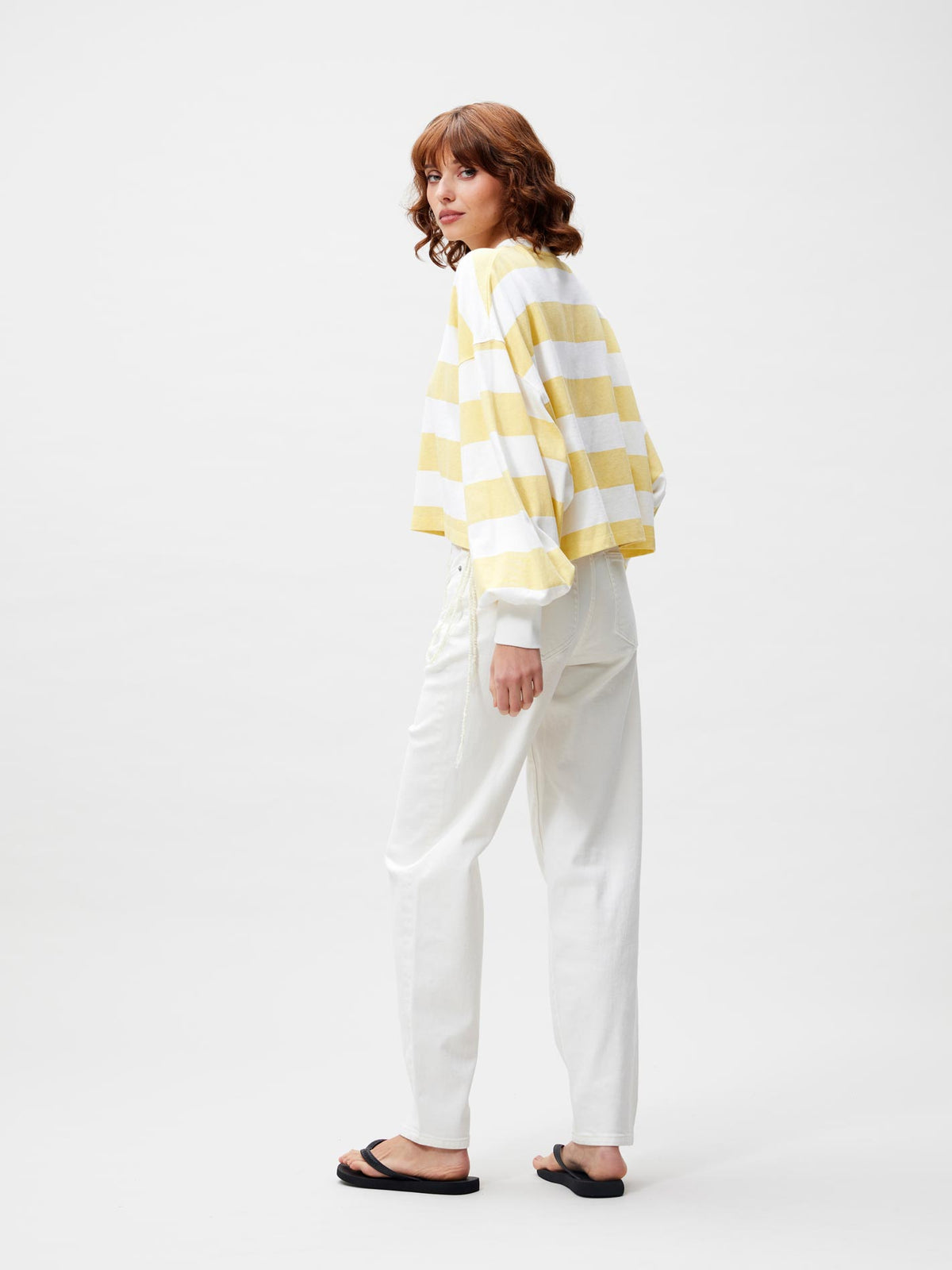 Shirt Oversized Striped Long Sleeve - mellow yellow