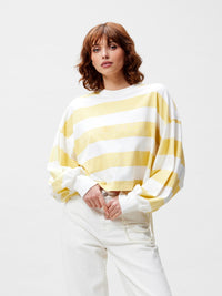 Shirt Oversized Striped Long Sleeve - mellow yellow