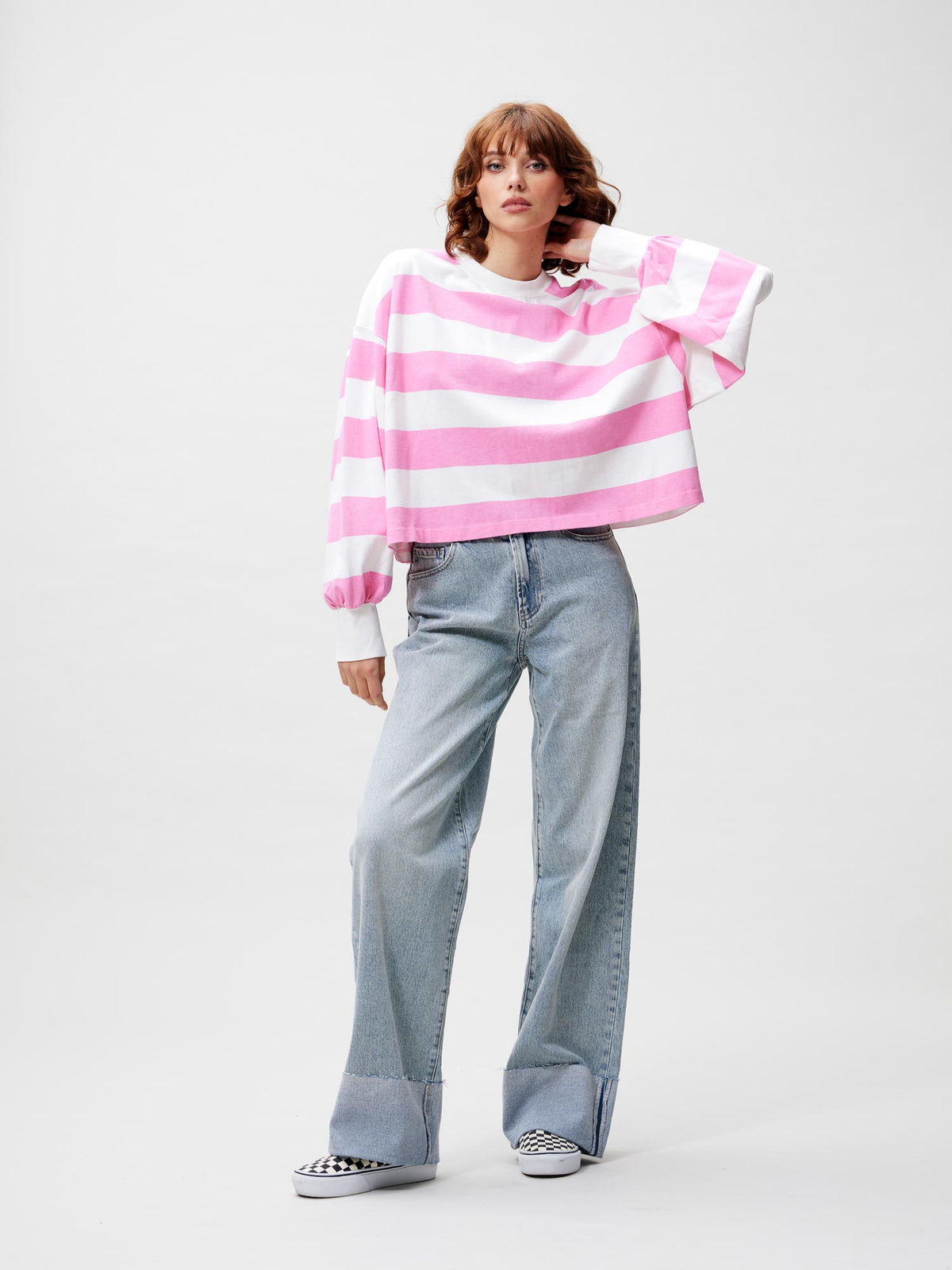 Shirt Oversized Striped Long Sleeve - rosebloom