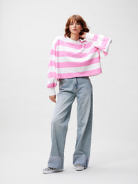 Shirt Oversized Striped Long Sleeve - rosebloom