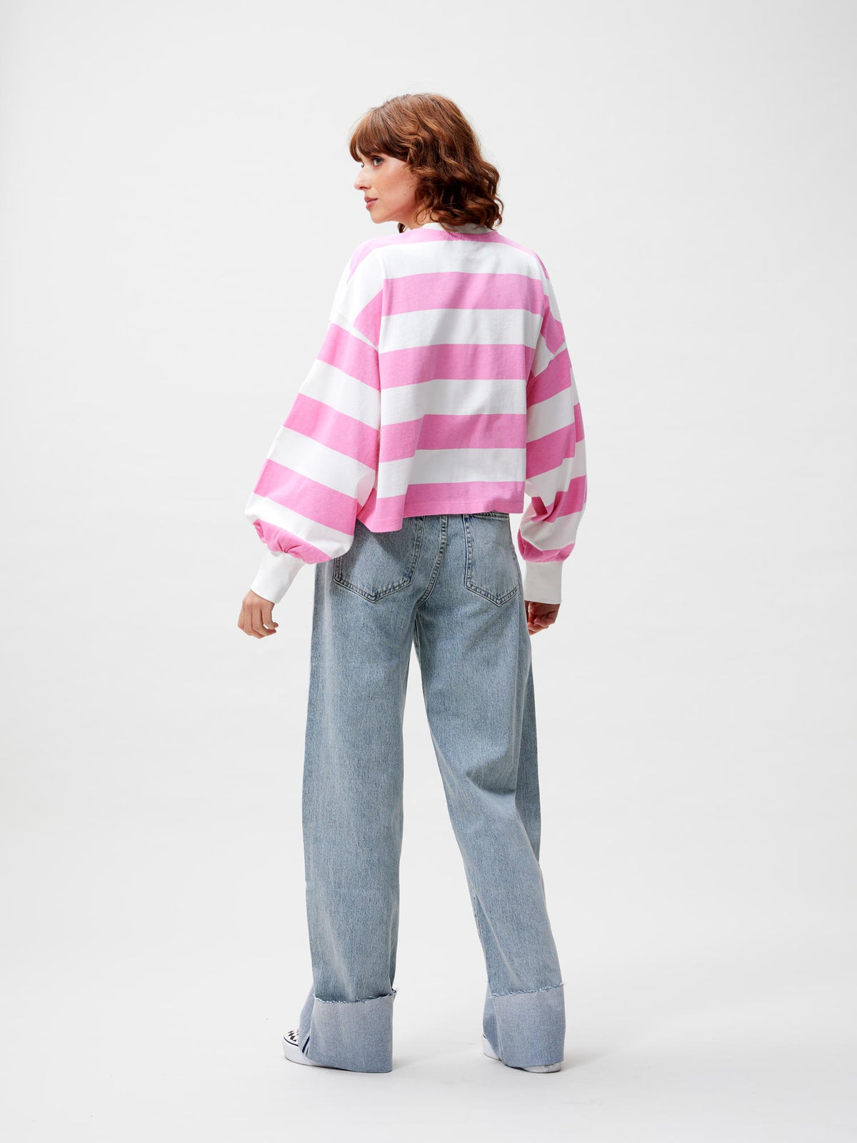 Shirt Oversized Striped Long Sleeve - rosebloom