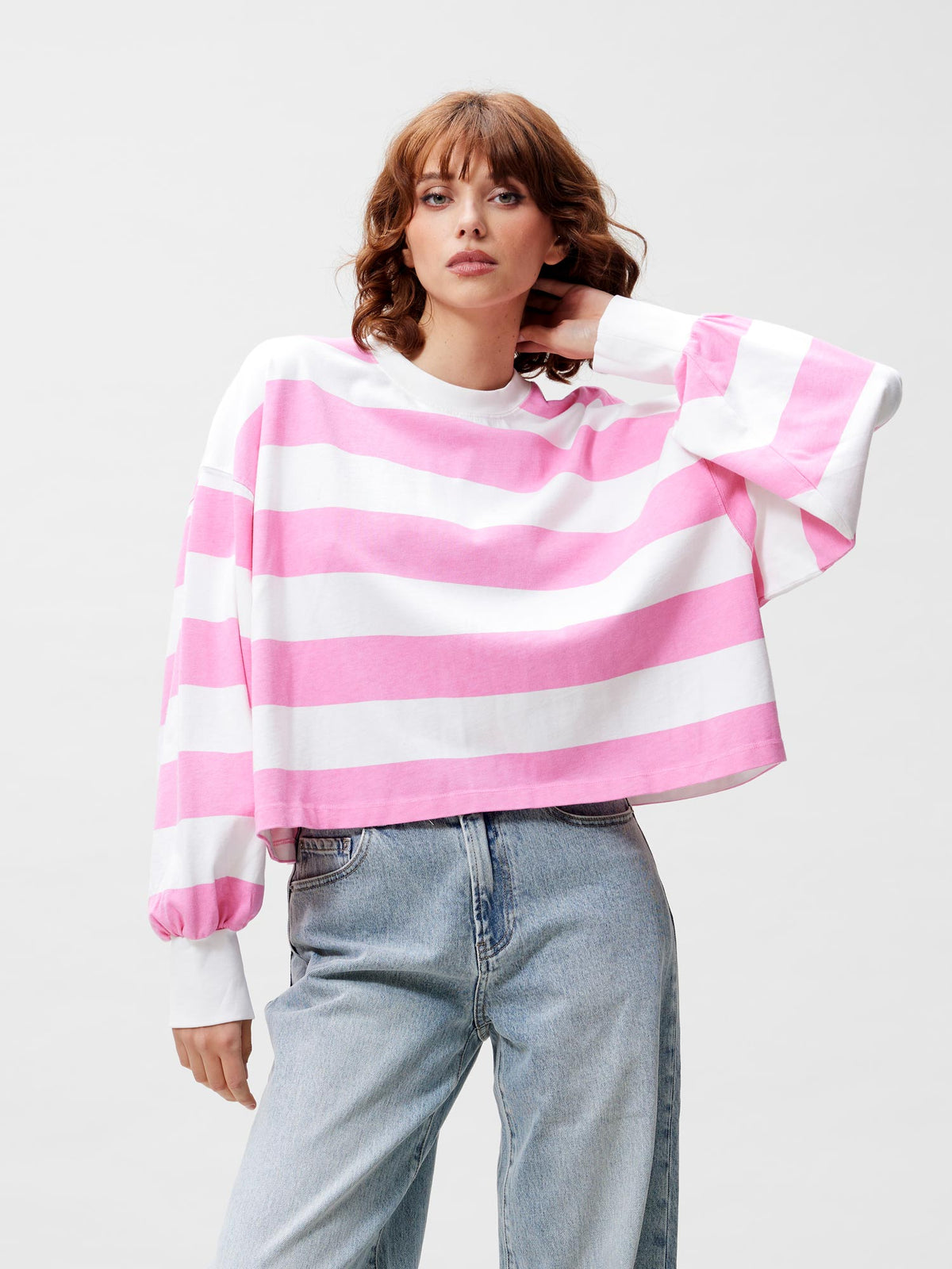 Shirt Oversized Striped Long Sleeve - rosebloom