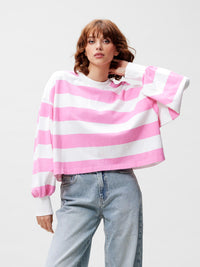 Shirt Oversized Striped Long Sleeve - rosebloom