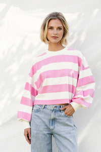 Shirt Oversized Striped Long Sleeve - rosebloom