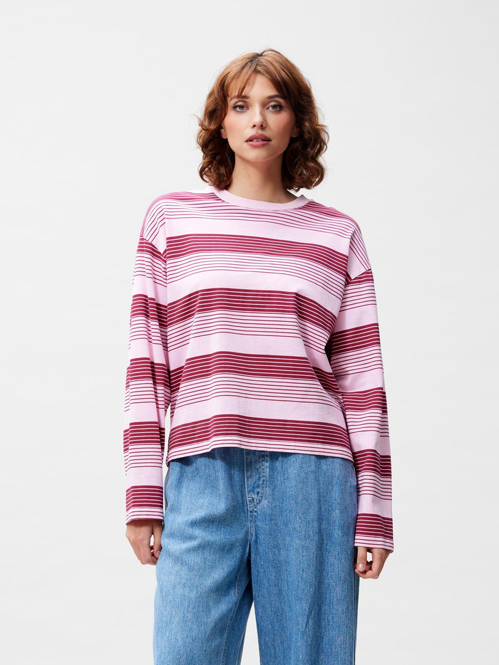 Shirt Striped Long Sleeve - Rhubarb