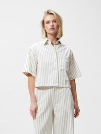 Blouse Striped Denim - ecru