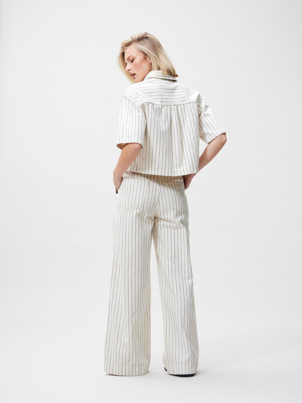 Blouse Striped Denim - ecru