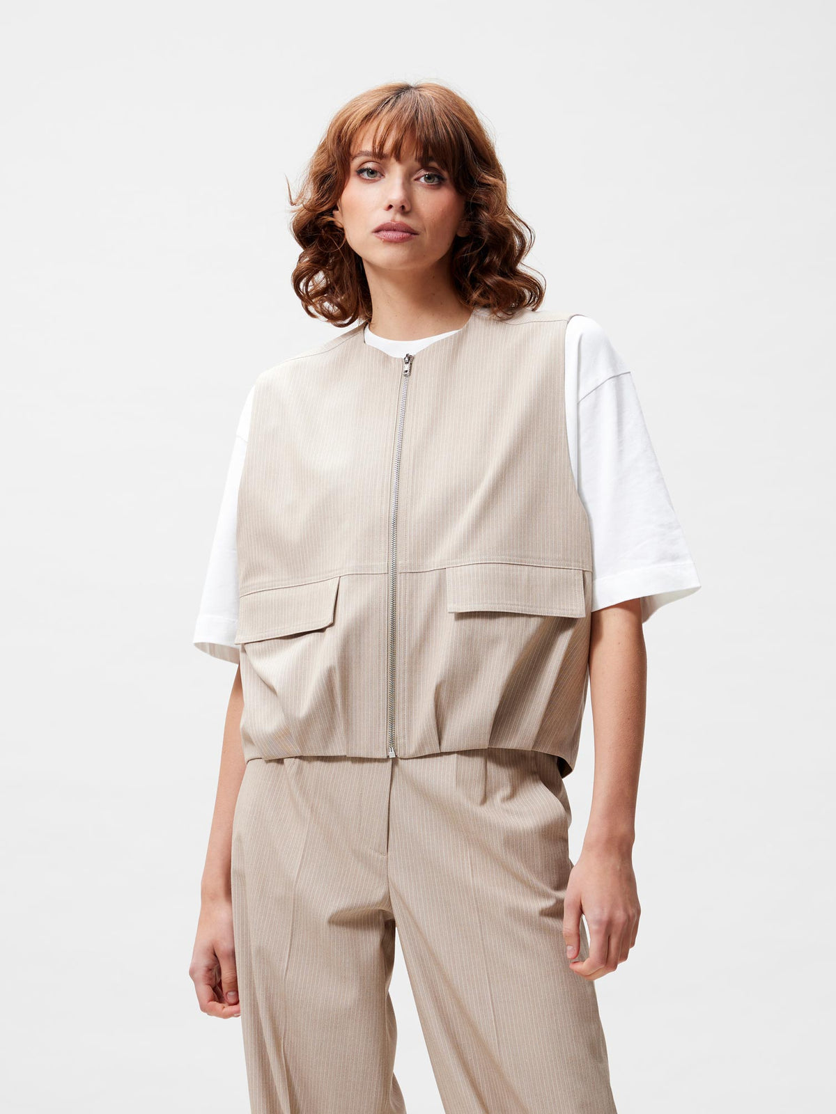 Bodywarmer Pinstripe - cement