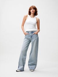 Jeans Loose Fit With Fold - Light Blue