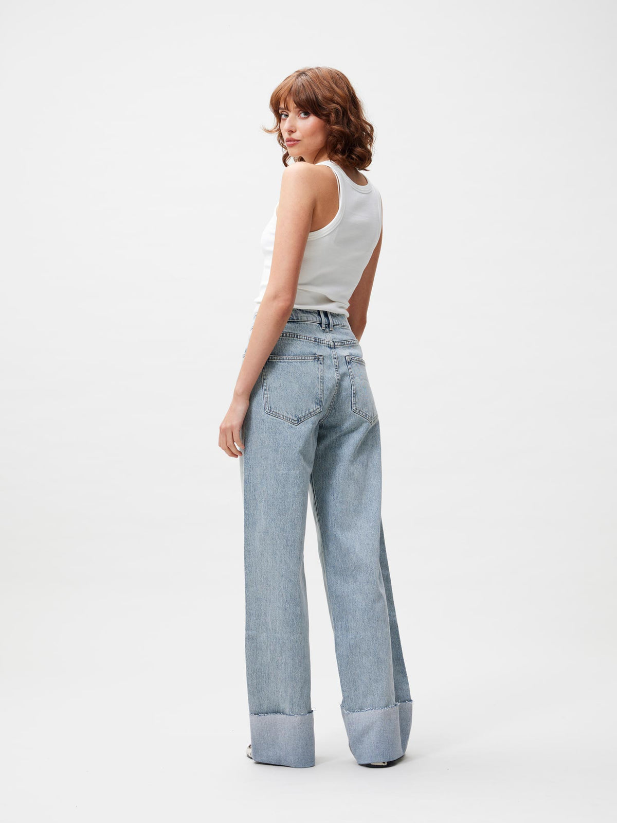 Jeans Loose Fit With Fold - Light Blue