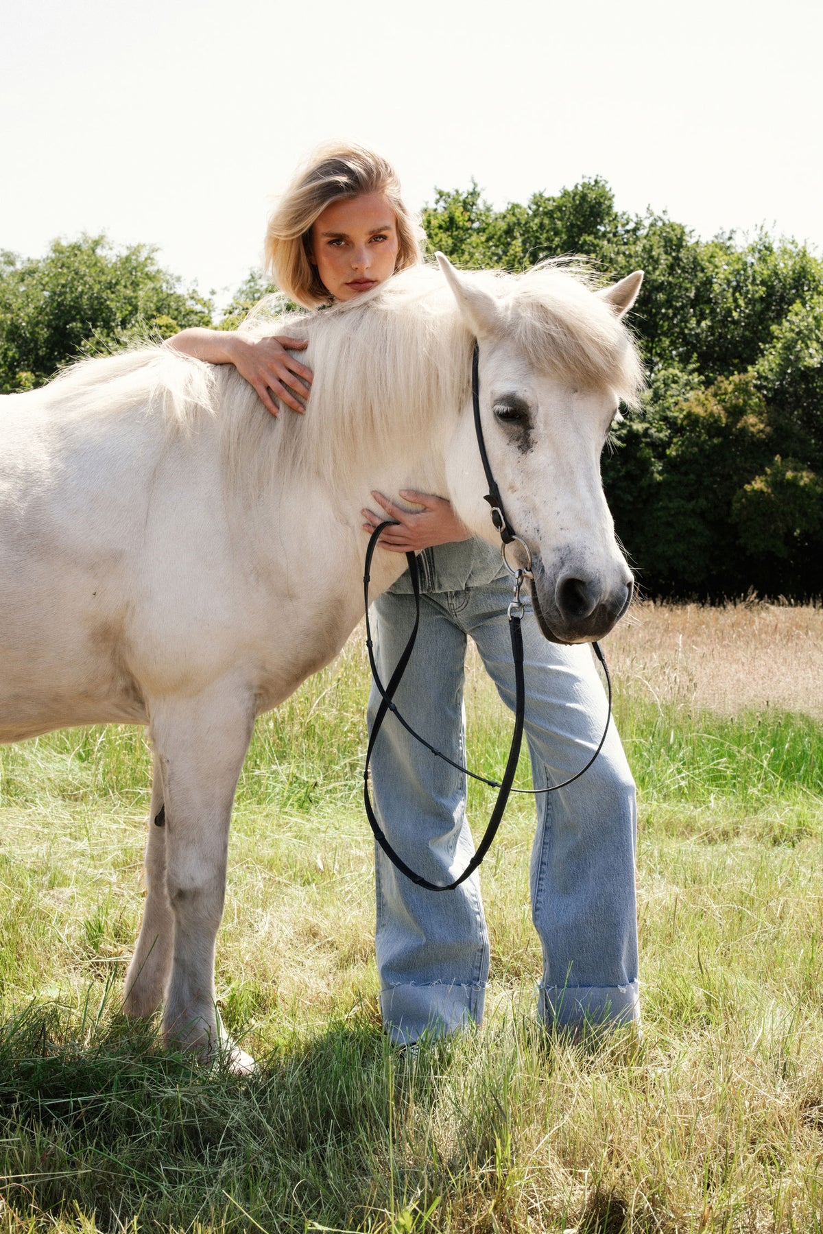 Jeans Loose Fit With Fold - Light Blue