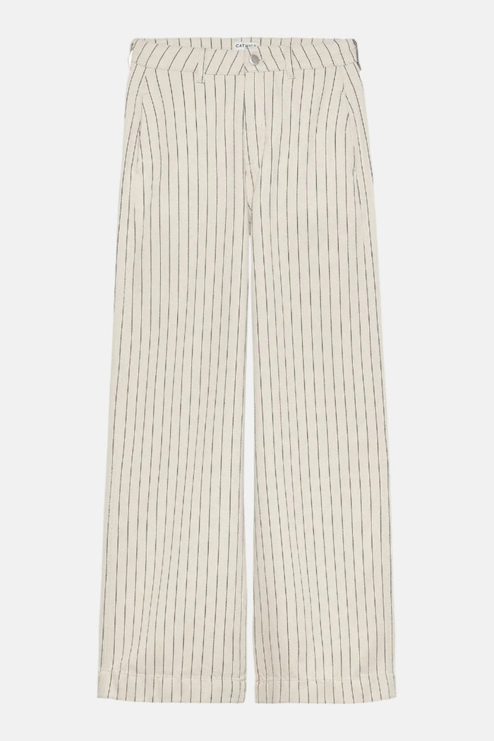 Jeans Wide Leg Striped - Ecru