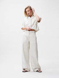 Jeans Wide Leg Striped - Ecru