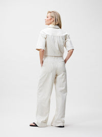 Jeans Wide Leg Striped - Ecru