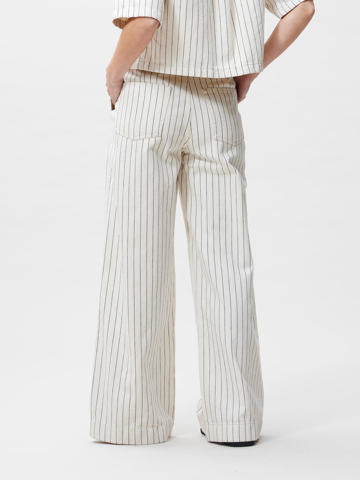 Jeans Wide Leg Striped - Ecru