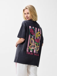 T-shirt oversized graphic - dark grey 'fruit salad'