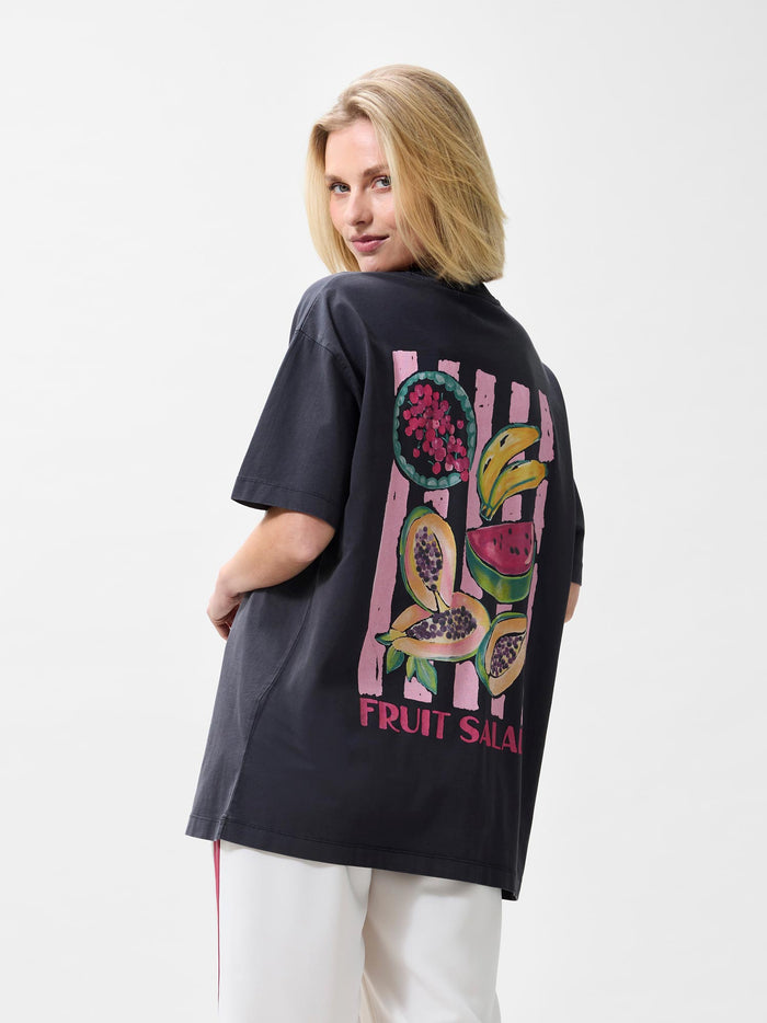 T-shirt oversized graphic - dark grey 'fruit salad'