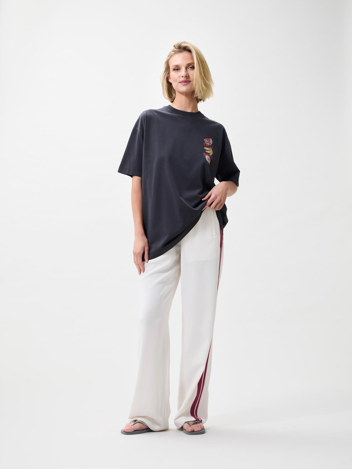 T-shirt oversized graphic - dark grey 'fruit salad'