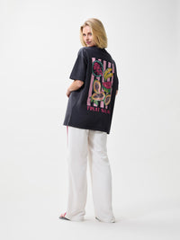T-shirt oversized graphic - dark grey 'fruit salad'
