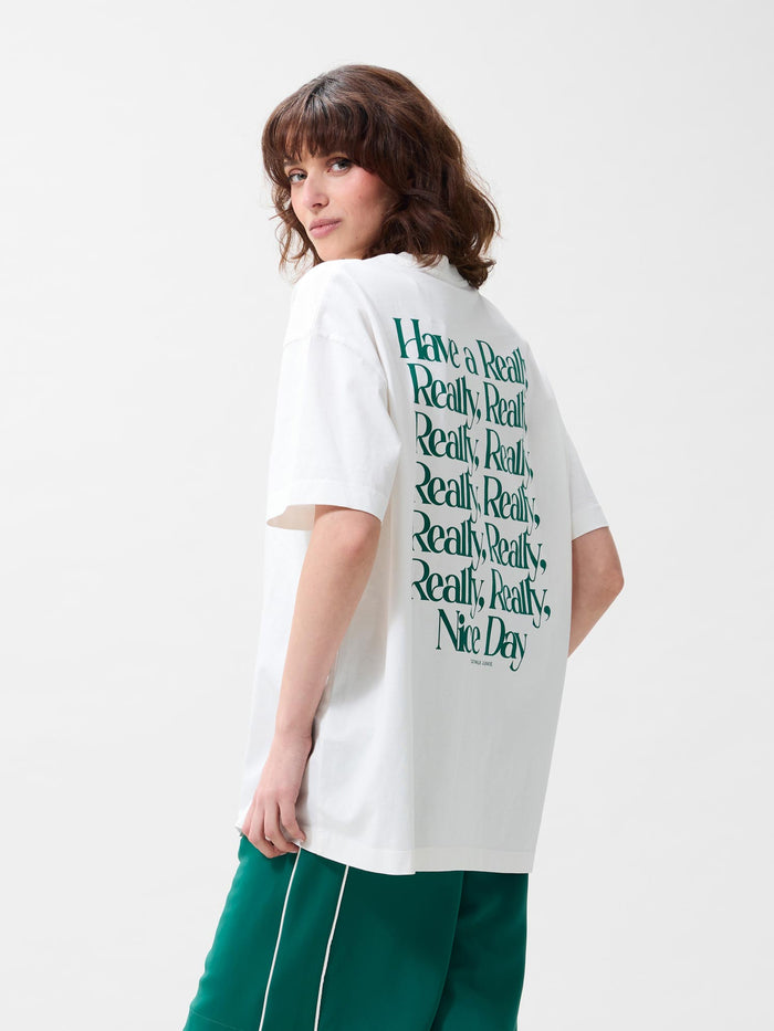 T-shirt oversized graphic - off white 'really nice day'