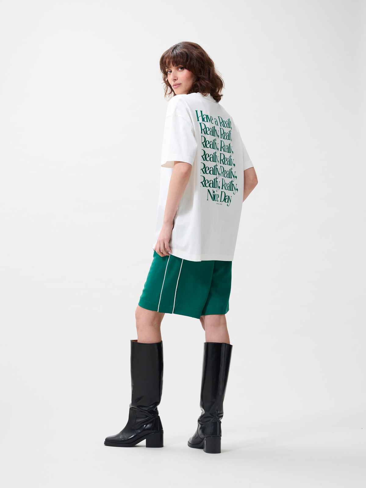T-shirt oversized graphic - off white 'really nice day'