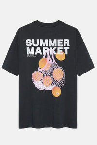T-shirt oversized graphic - dark grey 'summer market'