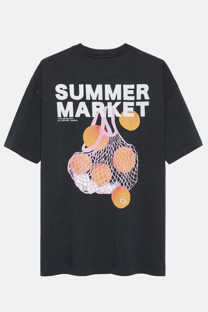 T-shirt oversized graphic - dark grey 'summer market'