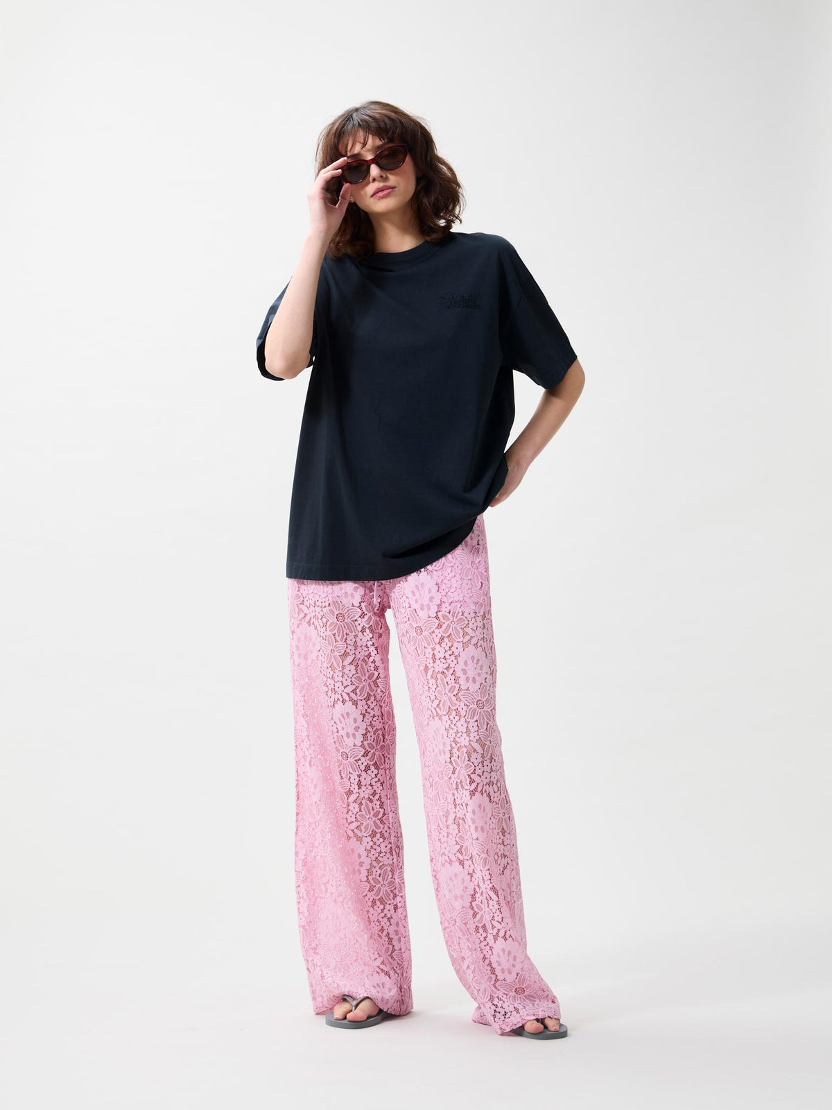 T-shirt oversized graphic - dark grey 'summer market'