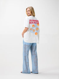 T-shirt oversized graphic - off white 'summer market'